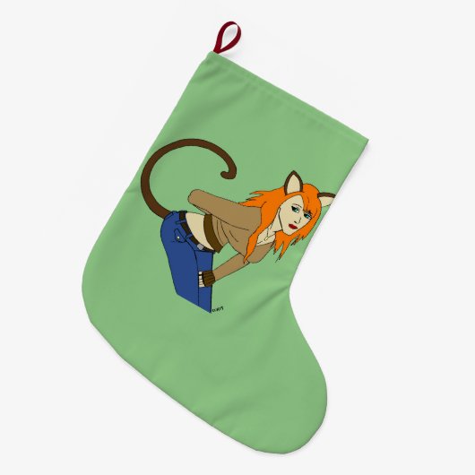 katmeisje grote kerstsok (Voorkant (Hangend))