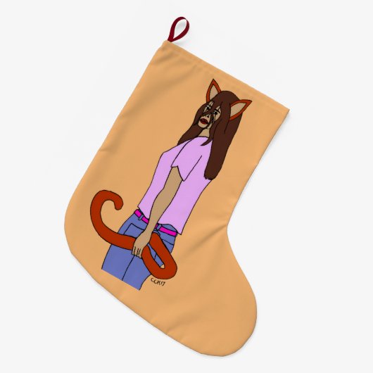 katmeisje grote kerstsok (Voorkant (Hangend))