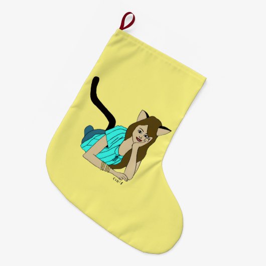 katmeisje grote kerstsok (Voorkant (Hangend))