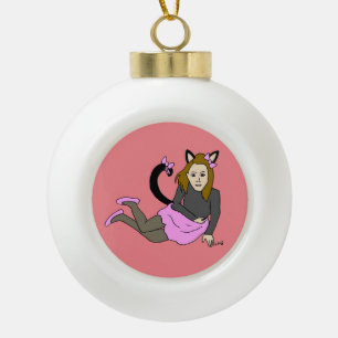 katmeisje keramische bal ornament