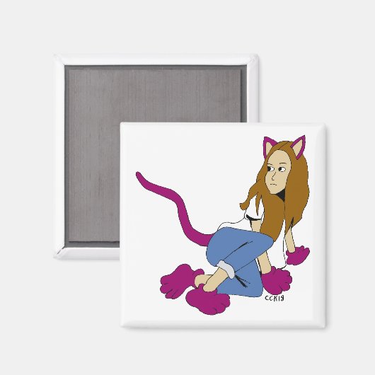 katmeisje magneet (Voorkant / Achterkant)