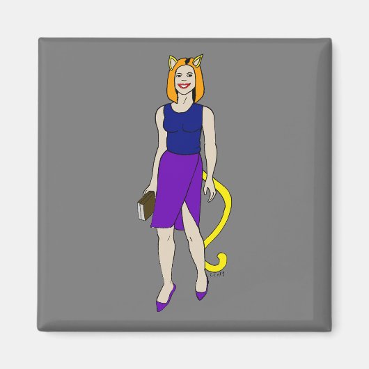 katmeisje magneet (Voorkant)