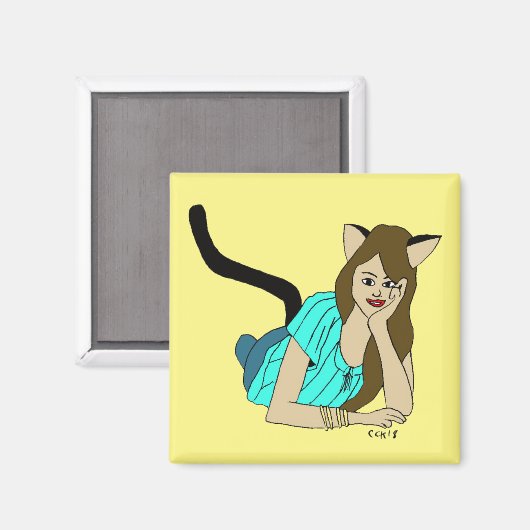 katmeisje magneet (Voorkant / Achterkant)