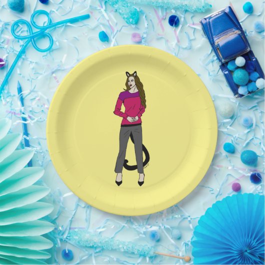 katmeisje papieren bordje (Feest)