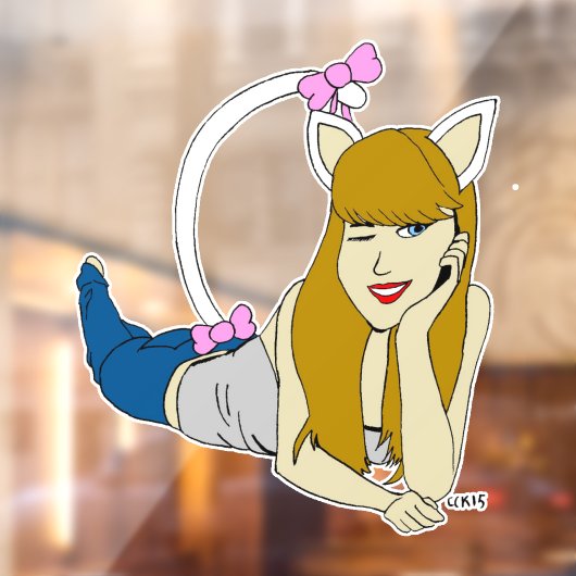 katmeisje raamsticker (Vel 2)