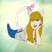 katmeisje raamsticker (Vel 3)
