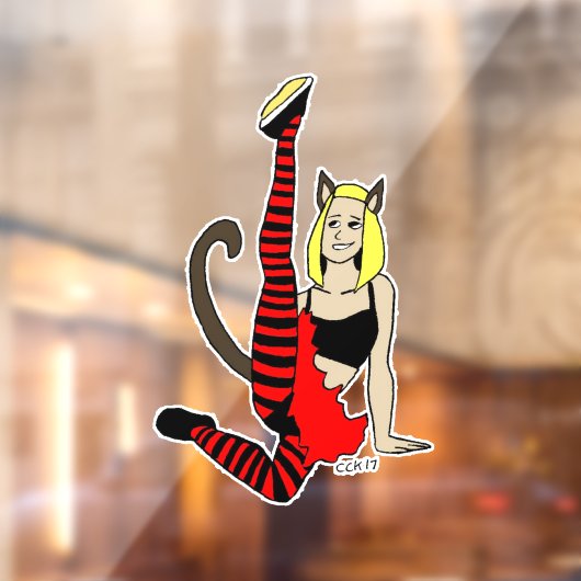 katmeisje raamsticker (Vel 2)