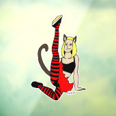 katmeisje raamsticker (Vel 3)
