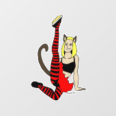katmeisje raamsticker (Vel)