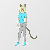 katmeisje raamsticker (Vel)
