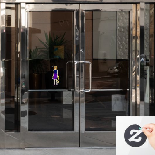 katmeisje raamsticker (Kantoordeur)