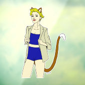 katmeisje raamsticker (Vel 3)