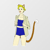 katmeisje raamsticker (Vel)