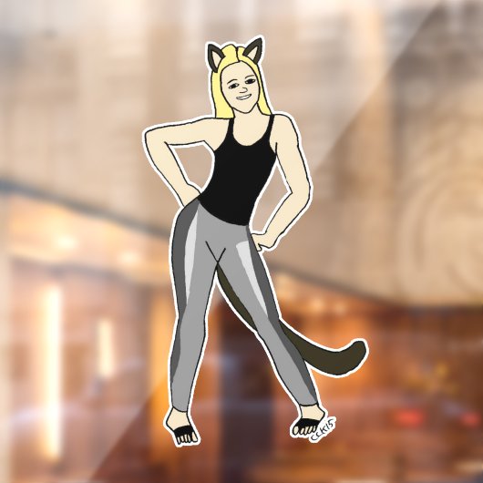 katmeisje raamsticker (Vel 2)