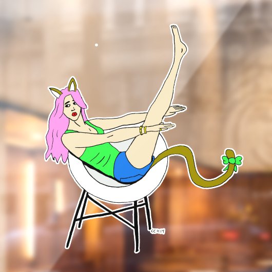 katmeisje raamsticker (Vel 2)