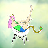 katmeisje raamsticker (Vel 3)