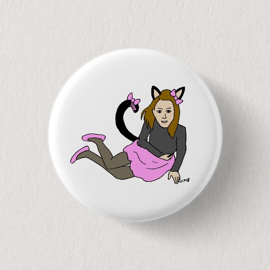 katmeisje ronde button 3,2 cm (Voorkant)