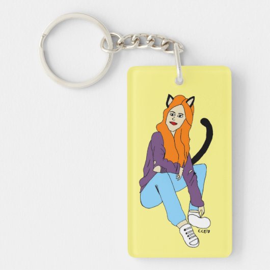 katmeisje sleutelhanger (Voorkant)