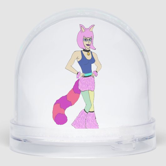 katmeisje sneeuwbol (Achterkant)