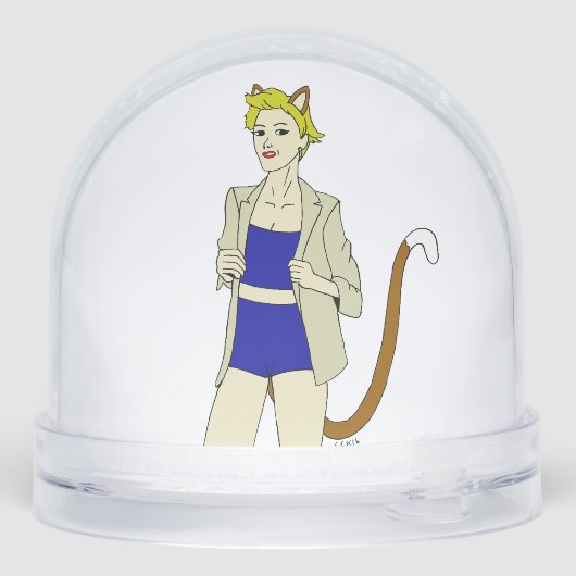 katmeisje sneeuwbol (Achterkant)