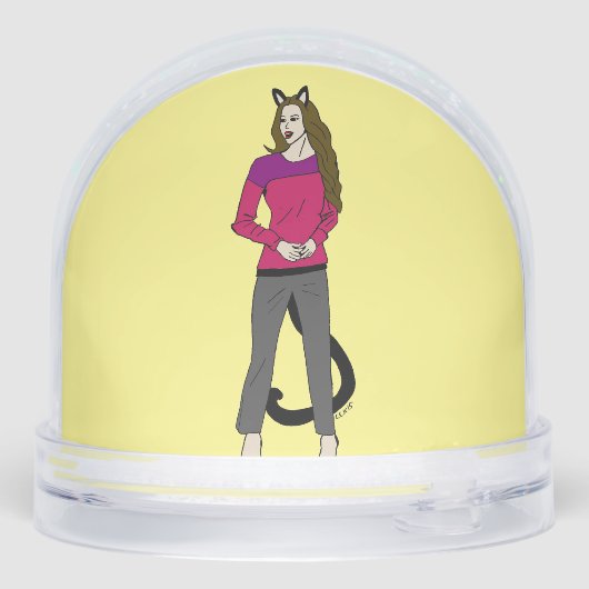 katmeisje sneeuwbol (Achterkant)