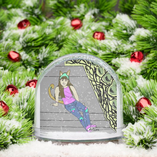 katmeisje sneeuwbol (Kerstmis)