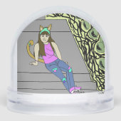 katmeisje sneeuwbol (Achterkant)