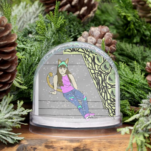 katmeisje sneeuwbol (Winter)