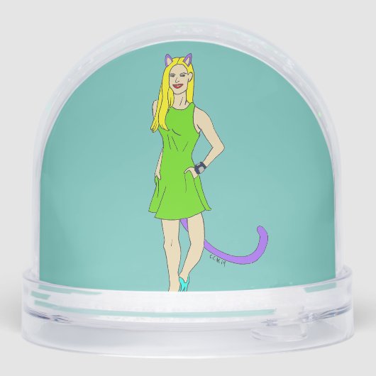 katmeisje sneeuwbol (Achterkant)