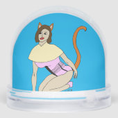 katmeisje sneeuwbol (Achterkant)