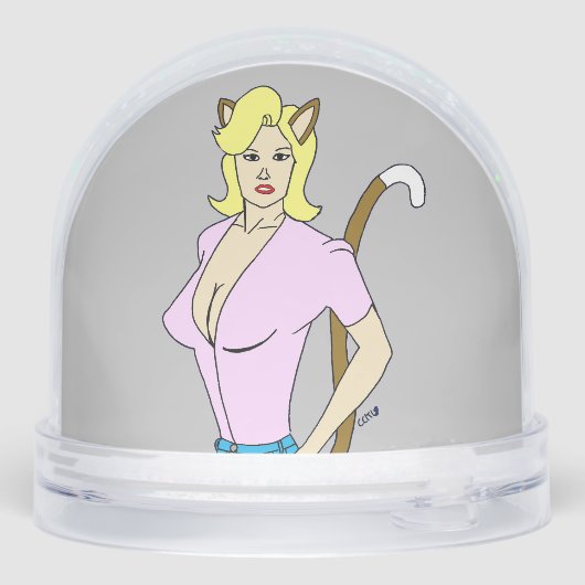 katmeisje sneeuwbol (Achterkant)