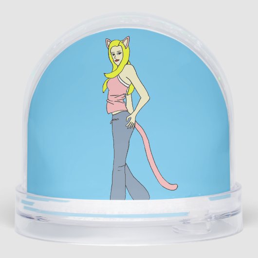 katmeisje sneeuwbol (Achterkant)