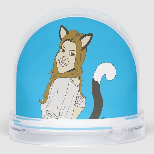 katmeisje sneeuwbol (Achterkant)