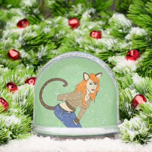 katmeisje sneeuwbol (Kerstmis)