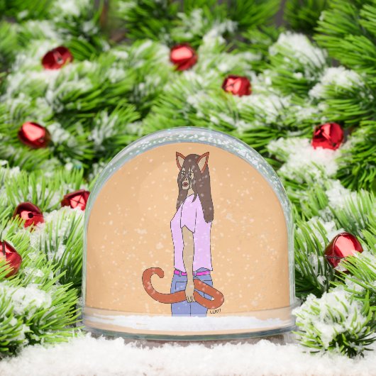 katmeisje sneeuwbol (Kerstmis)