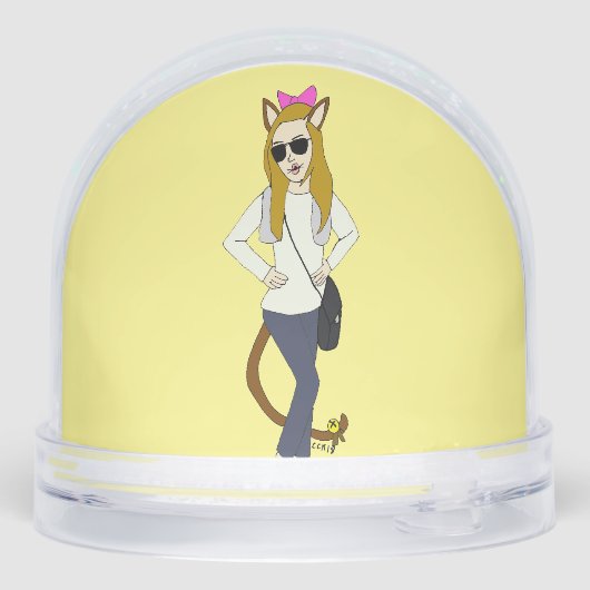 katmeisje sneeuwbol (Achterkant)