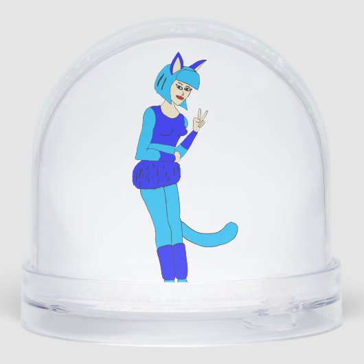 katmeisje sneeuwbol (Achterkant)