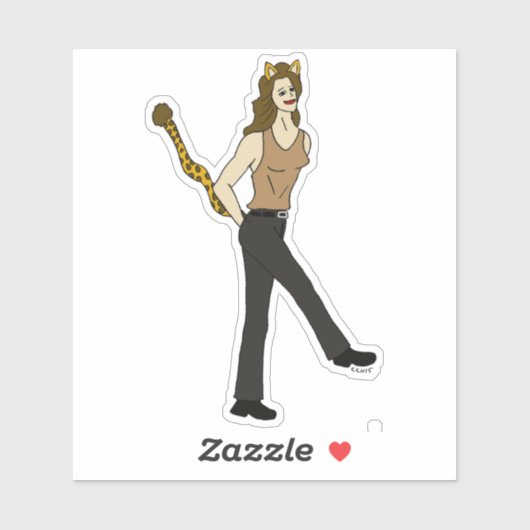 katmeisje sticker (Vel)