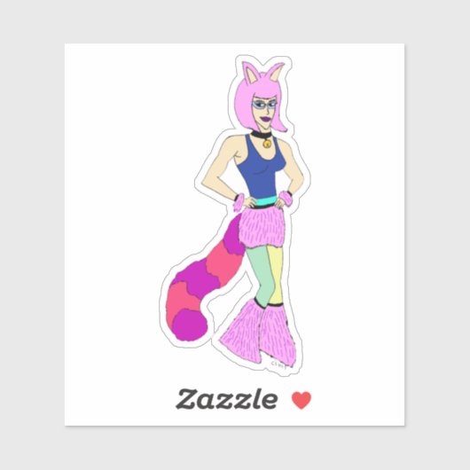 katmeisje sticker (Vel)