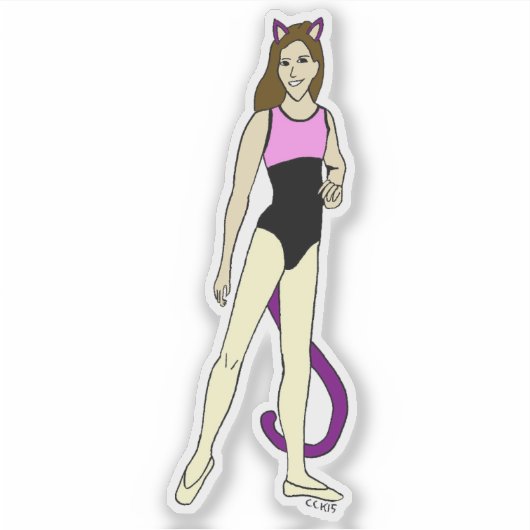 katmeisje sticker (Voorkant)