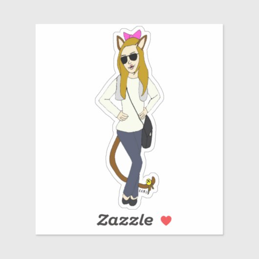 katmeisje sticker (Vel)