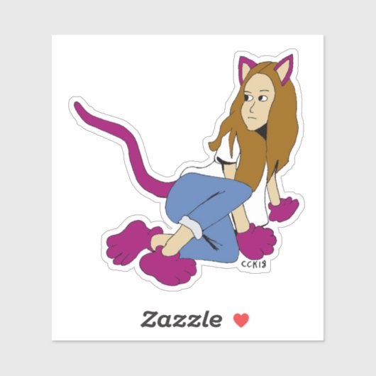 katmeisje sticker (Vel)