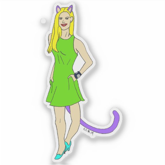 katmeisje sticker (Voorkant)