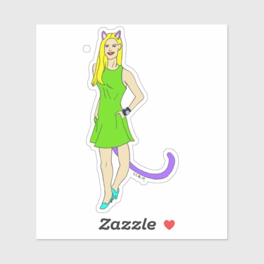katmeisje sticker (Vel)