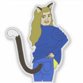 katmeisje sticker (Voorkant)