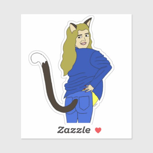 katmeisje sticker (Vel)