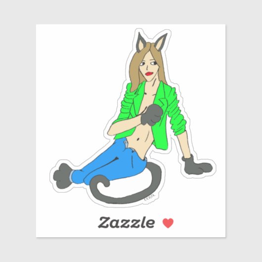 katmeisje sticker (Vel)