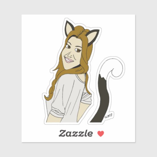 katmeisje sticker (Vel)