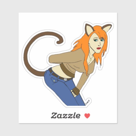 katmeisje sticker (Vel)