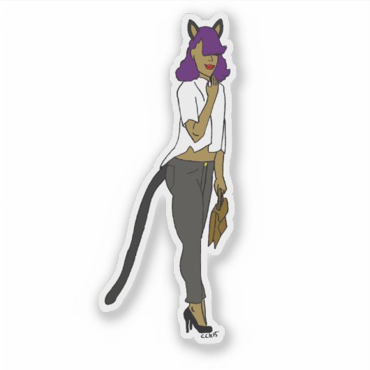 katmeisje sticker (Voorkant)